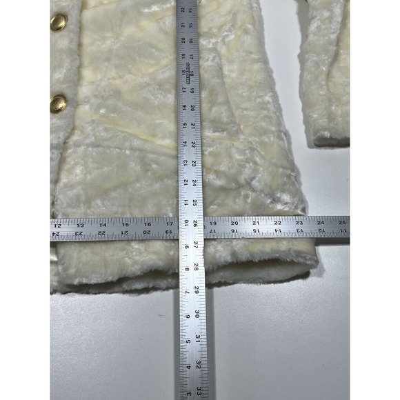 Pacific Rose Cream Faux Fur with Buttons Women's Jacket Small - Picture 9 of 11